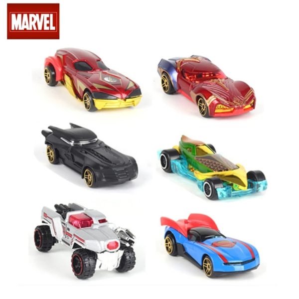 6pcs Alloy Marvel Avengers Car Kids Toys Spiderman Hulk Ironman Figurines Truck Funny Pull-back Vehicle Toy for Boys Gift