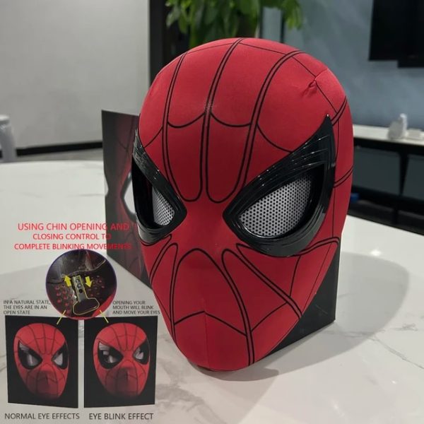 Mascara Spiderman Headgear Cosplay Moving Eyes Electronic Mask Spider Man 1:1 Remote Control Elastic Toys for Adults Kids Gift