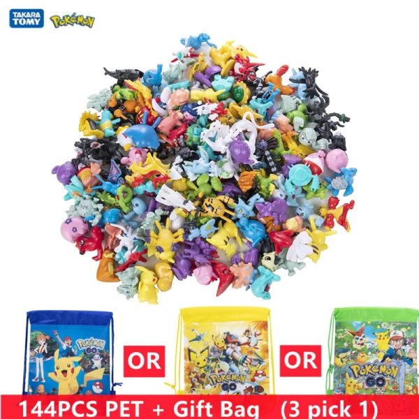 Pokemon Figures Model 24-144Pcs Different Styles Lot Bulk Buy Pikachu Anime Figure Dolls Kawaii Toys Gift Birthday Kids Give Bag